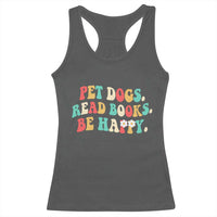 Dog Book Lover Racerback Tank Top Retro Groovy Flower Bookish Dog Mom Gift