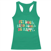 Dog Book Lover Racerback Tank Top Retro Groovy Flower Bookish Dog Mom Gift