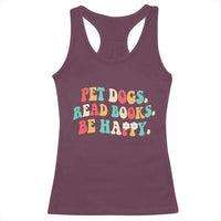 Dog Book Lover Racerback Tank Top Retro Groovy Flower Bookish Dog Mom Gift