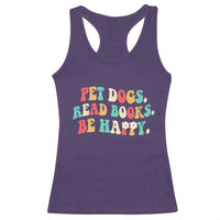 Dog Book Lover Racerback Tank Top Retro Groovy Flower Bookish Dog Mom Gift