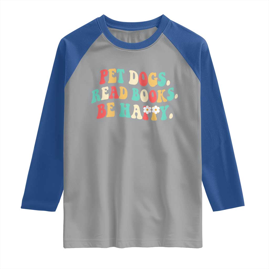 Dog Book Lover Raglan Shirt Retro Groovy Flower Bookish Dog Mom Gift