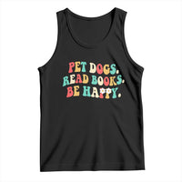 Dog Book Lover Tank Top Retro Groovy Flower Bookish Dog Mom Gift