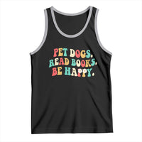 Dog Book Lover Tank Top Retro Groovy Flower Bookish Dog Mom Gift