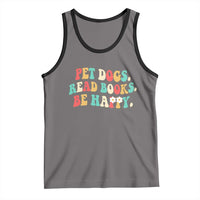 Dog Book Lover Tank Top Retro Groovy Flower Bookish Dog Mom Gift