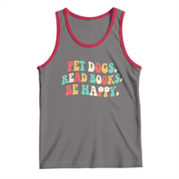 Dog Book Lover Tank Top Retro Groovy Flower Bookish Dog Mom Gift
