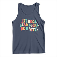 Dog Book Lover Tank Top Retro Groovy Flower Bookish Dog Mom Gift