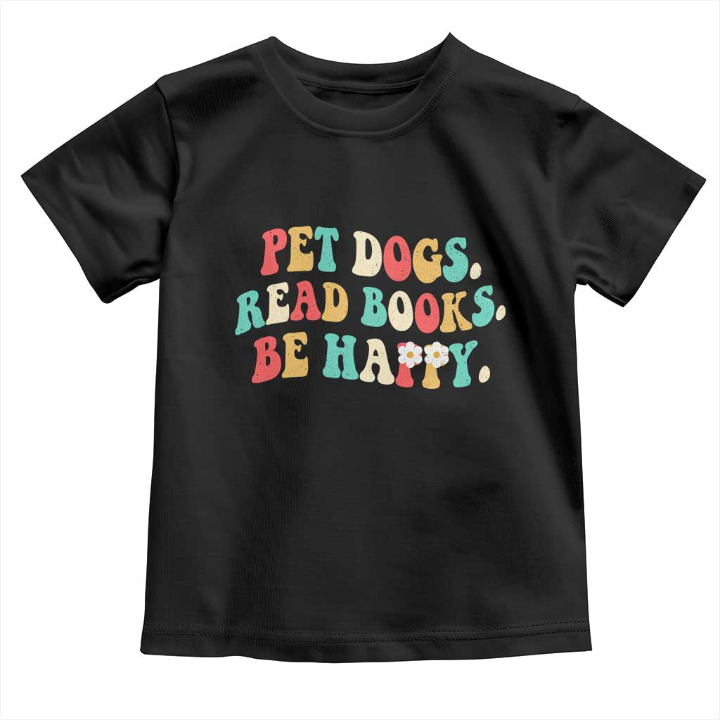 Dog Book Lover Toddler T Shirt Retro Groovy Flower Bookish Dog Mom Gift