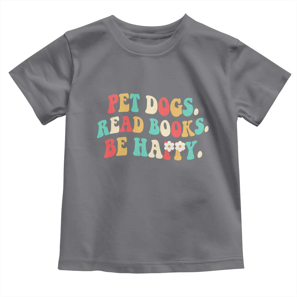 Dog Book Lover Toddler T Shirt Retro Groovy Flower Bookish Dog Mom Gift
