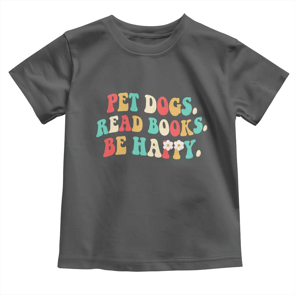 Dog Book Lover Toddler T Shirt Retro Groovy Flower Bookish Dog Mom Gift