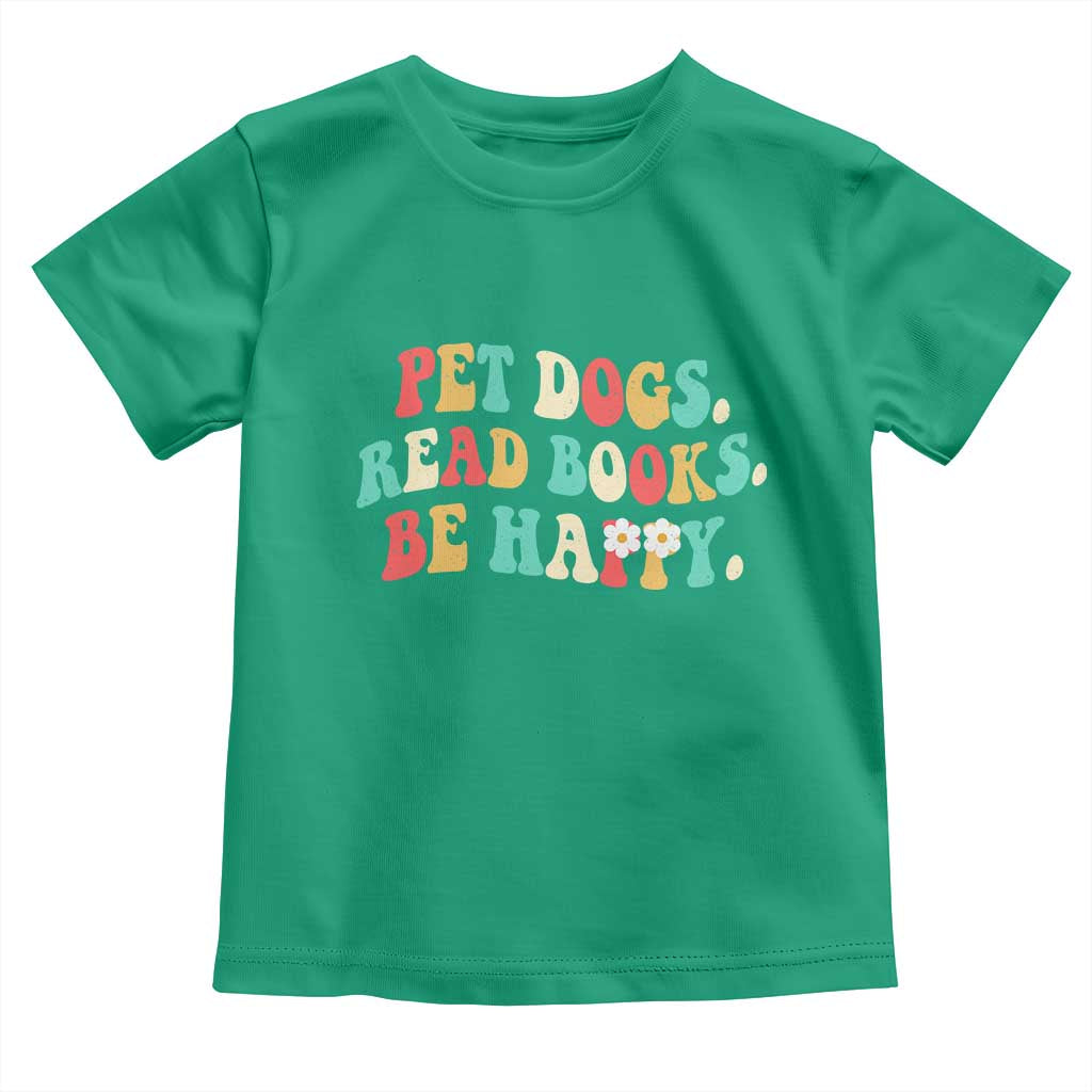 Dog Book Lover Toddler T Shirt Retro Groovy Flower Bookish Dog Mom Gift