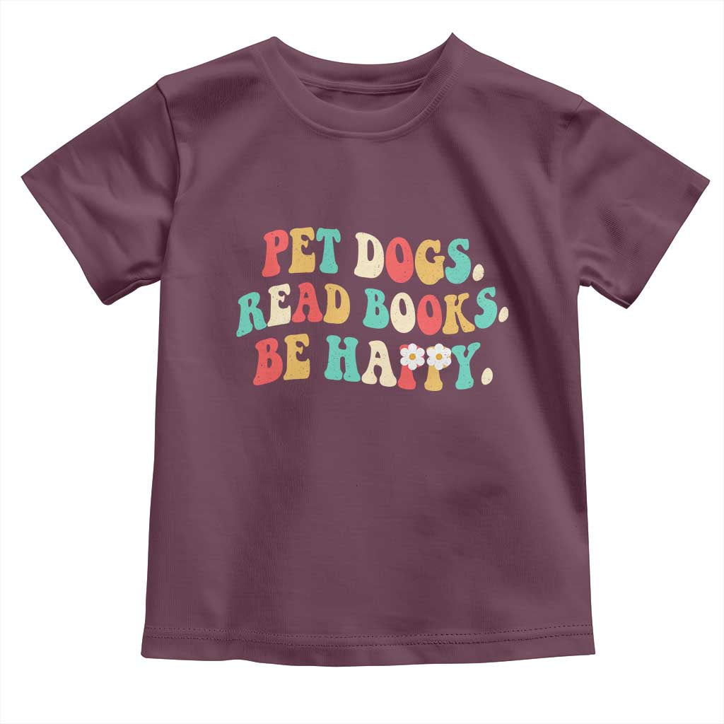 Dog Book Lover Toddler T Shirt Retro Groovy Flower Bookish Dog Mom Gift