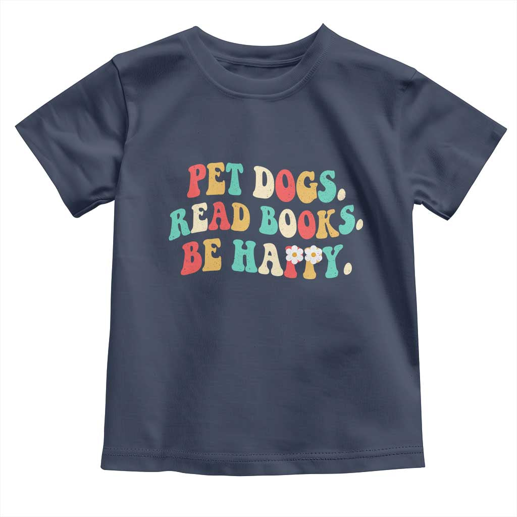 Dog Book Lover Toddler T Shirt Retro Groovy Flower Bookish Dog Mom Gift