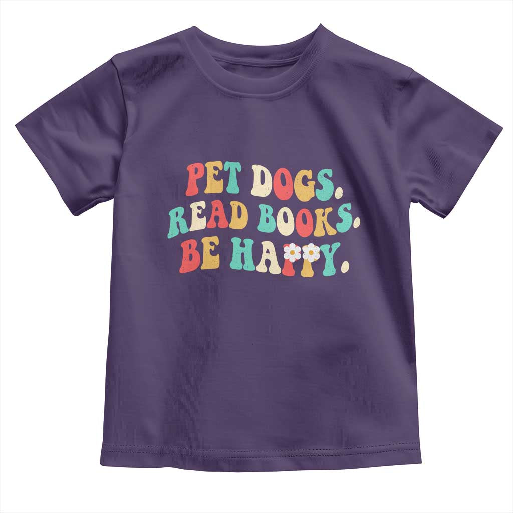 Dog Book Lover Toddler T Shirt Retro Groovy Flower Bookish Dog Mom Gift