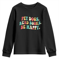 Dog Book Lover Youth Sweatshirt Retro Groovy Flower Bookish Dog Mom Gift