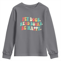 Dog Book Lover Youth Sweatshirt Retro Groovy Flower Bookish Dog Mom Gift