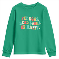 Dog Book Lover Youth Sweatshirt Retro Groovy Flower Bookish Dog Mom Gift