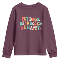 Dog Book Lover Youth Sweatshirt Retro Groovy Flower Bookish Dog Mom Gift