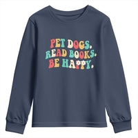 Dog Book Lover Youth Sweatshirt Retro Groovy Flower Bookish Dog Mom Gift