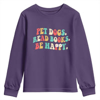 Dog Book Lover Youth Sweatshirt Retro Groovy Flower Bookish Dog Mom Gift