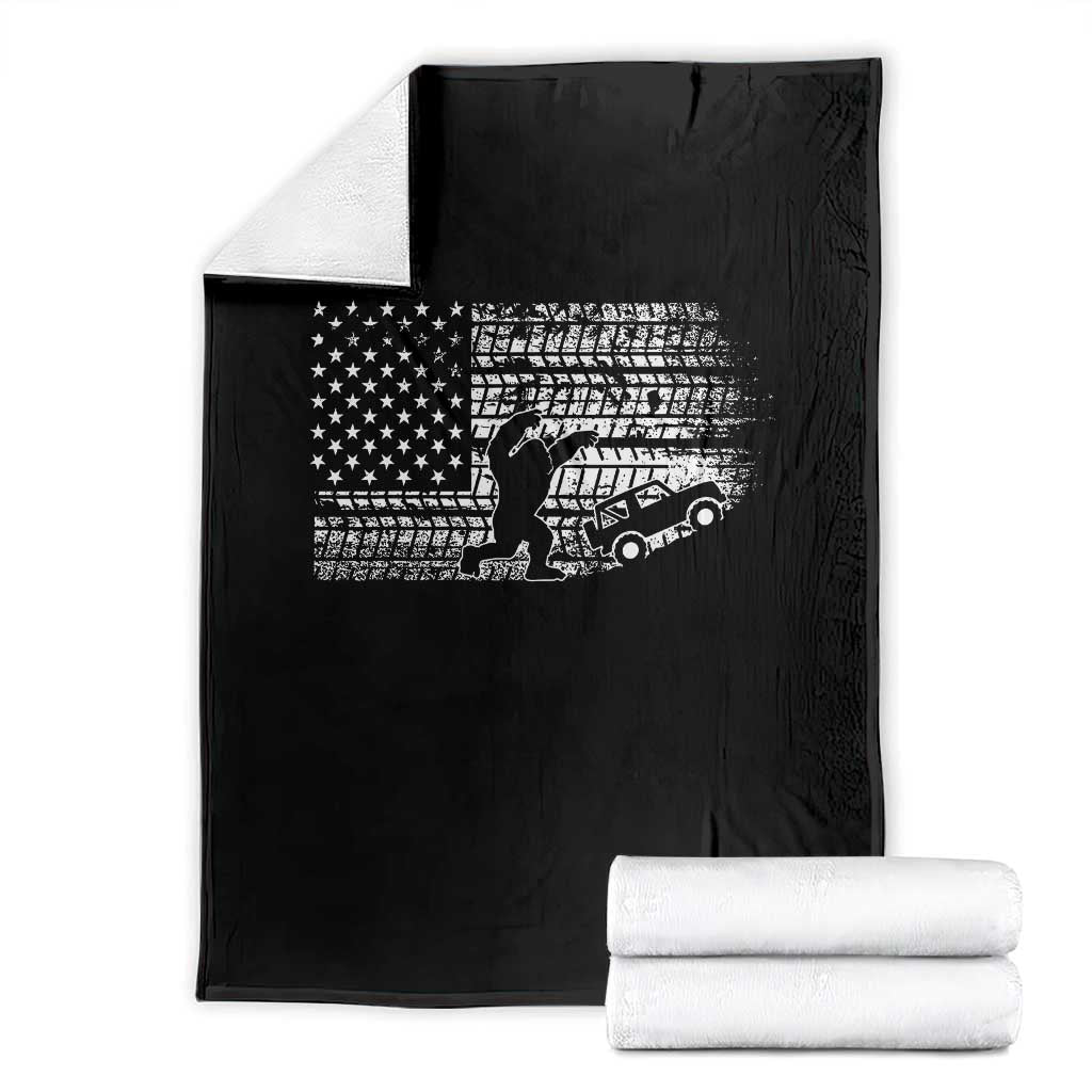 Bigfoot Offroad Car Throw Blanket Retro Sasquatch 4x4 UTV ATV Funny American Flag