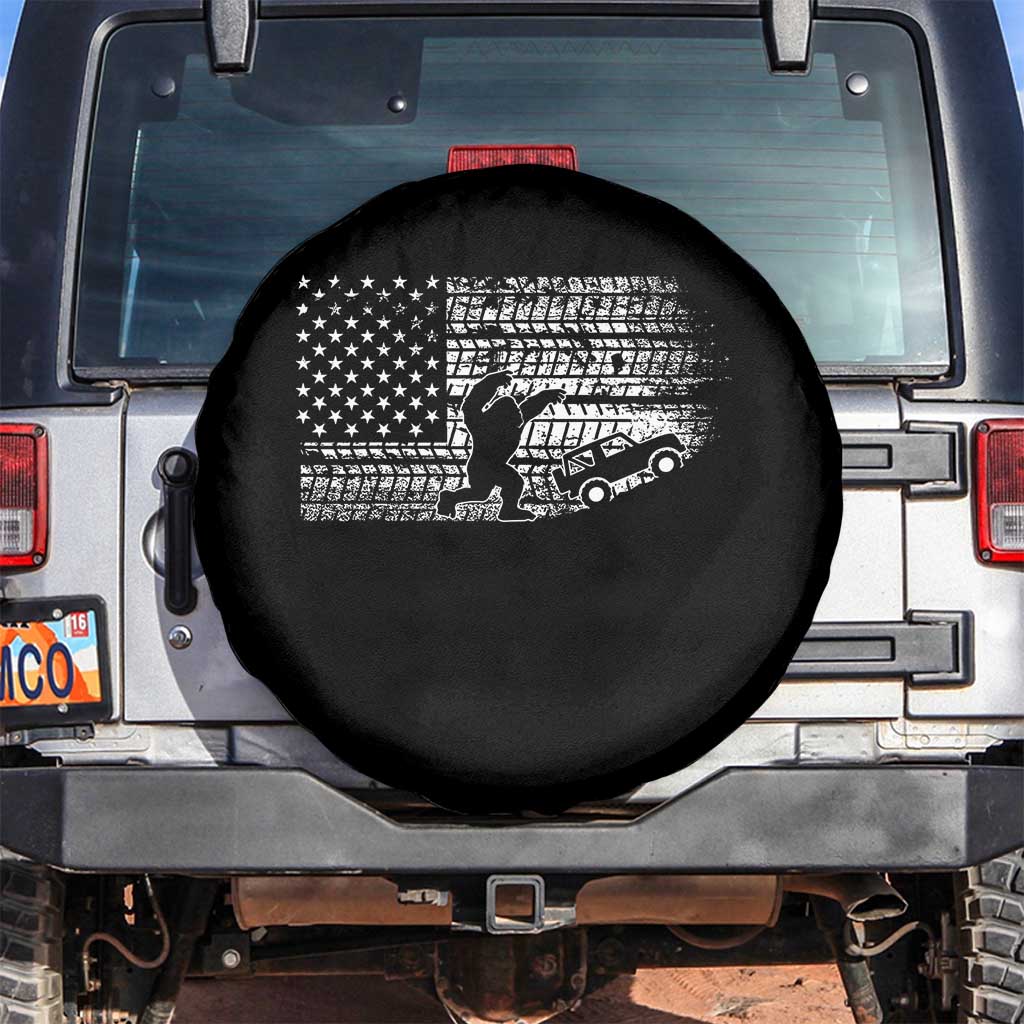 Bigfoot Offroad Car Spare Tire Cover Retro Sasquatch 4x4 UTV ATV Funny American Flag
