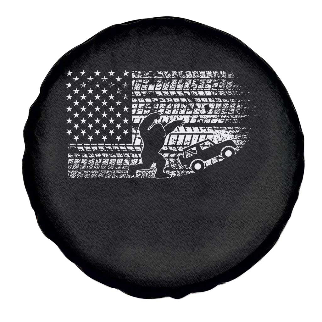 Bigfoot Offroad Car Spare Tire Cover Retro Sasquatch 4x4 UTV ATV Funny American Flag
