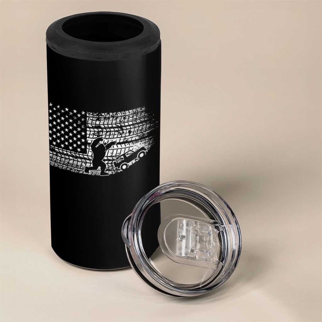 Bigfoot Offroad Car 4 in 1 Can Cooler Tumbler Retro Sasquatch 4x4 UTV ATV Funny American Flag