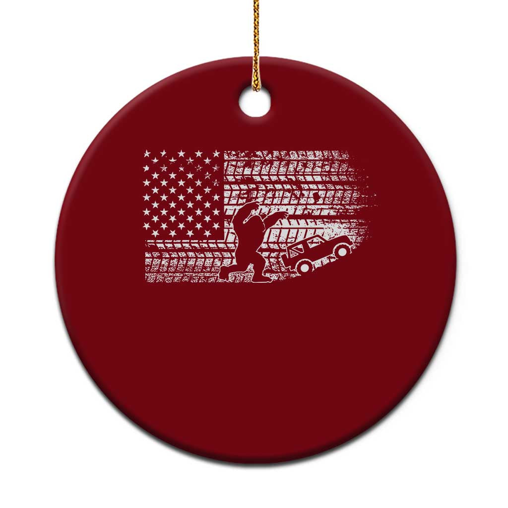 Bigfoot Offroad Car Ceramic Ornament Retro Sasquatch 4x4 UTV ATV Funny American Flag
