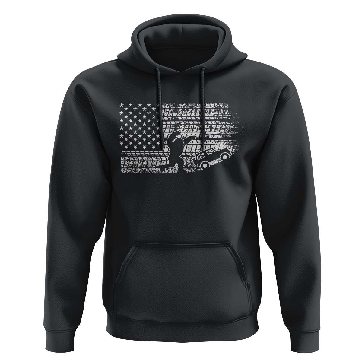 Bigfoot Offroad Car Hoodie Retro Sasquatch 4x4 UTV ATV Funny American Flag