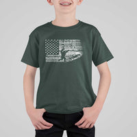 Bigfoot Offroad Car T Shirt For Kid Retro Sasquatch 4x4 UTV ATV Funny American Flag