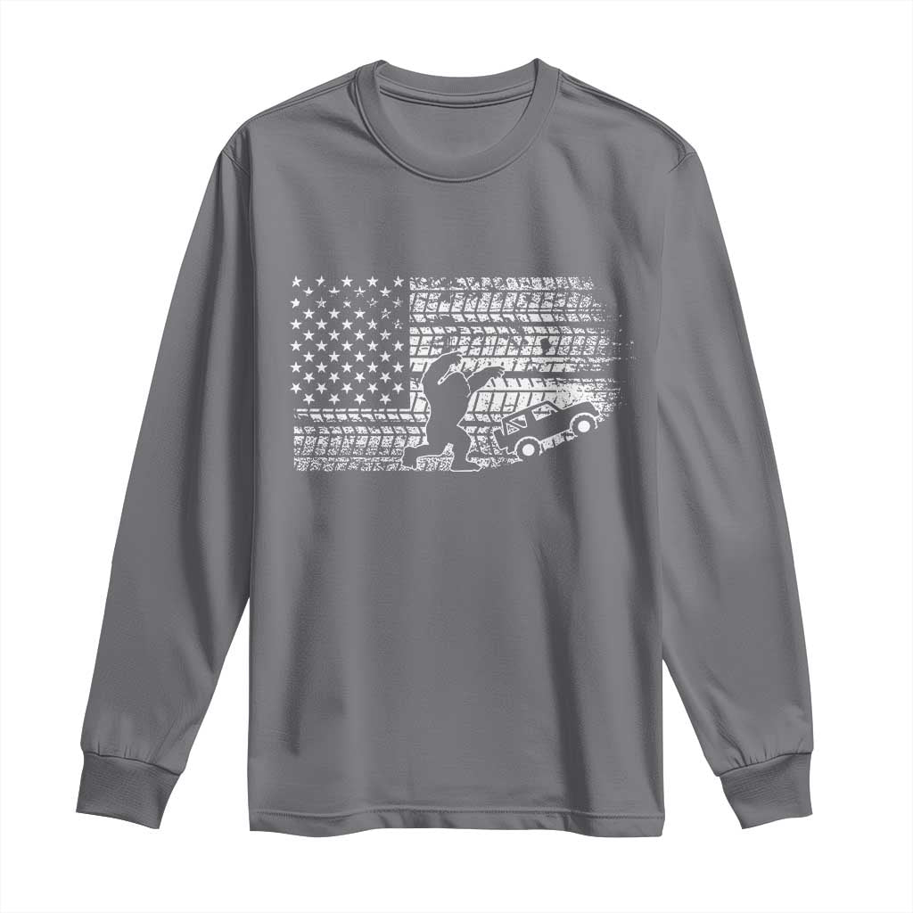 Bigfoot Offroad Car Long Sleeve Shirt Retro Sasquatch 4x4 UTV ATV Funny American Flag