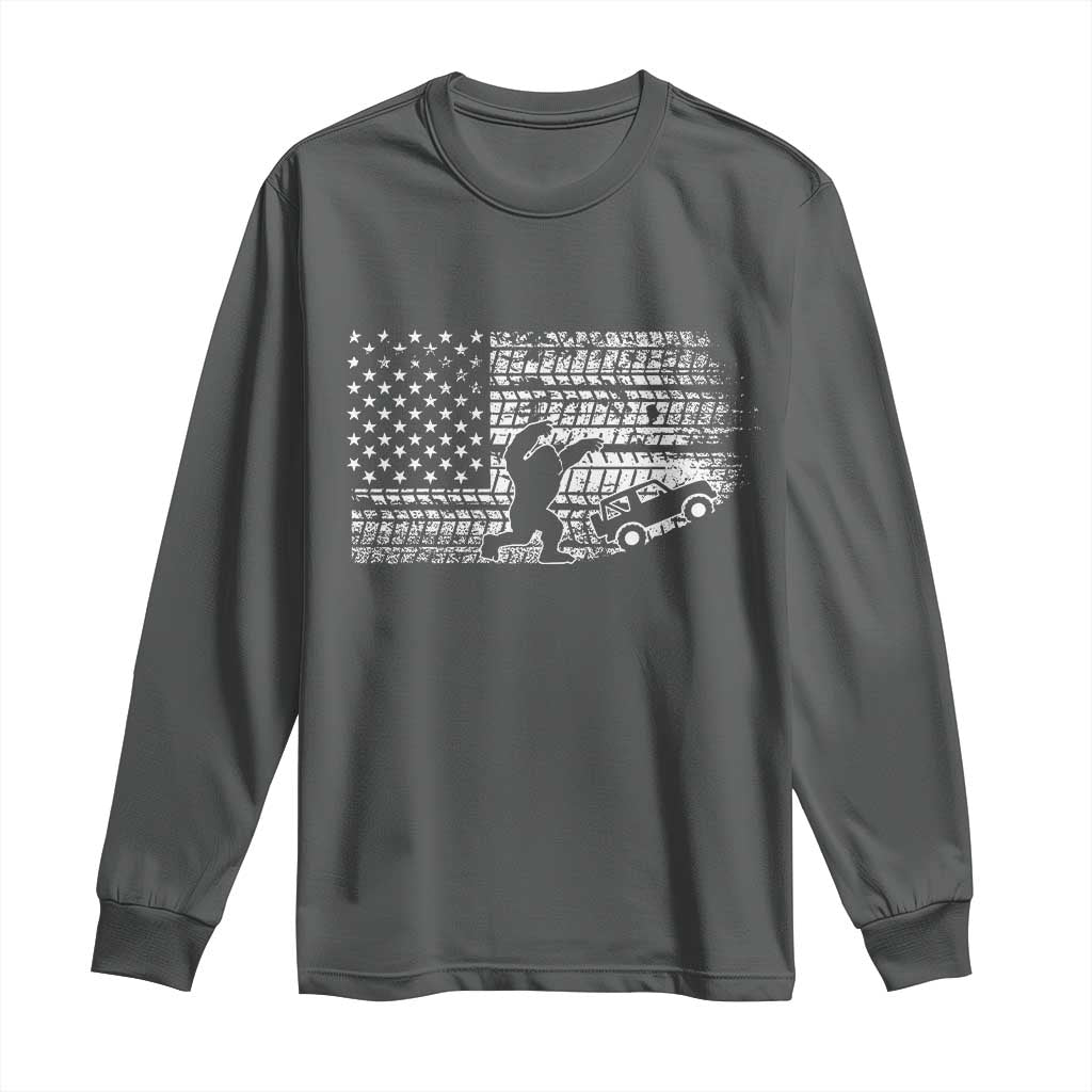 Bigfoot Offroad Car Long Sleeve Shirt Retro Sasquatch 4x4 UTV ATV Funny American Flag