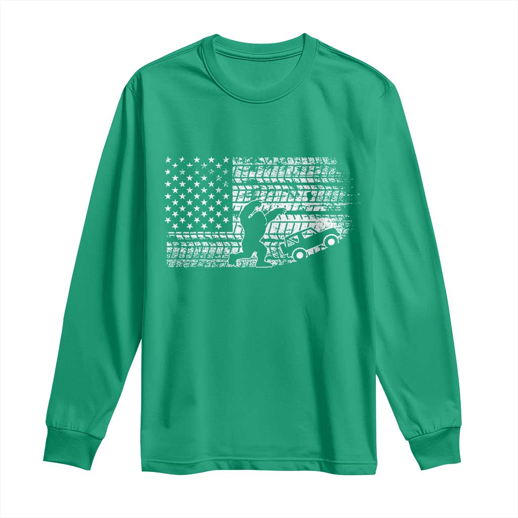 Bigfoot Offroad Car Long Sleeve Shirt Retro Sasquatch 4x4 UTV ATV Funny American Flag