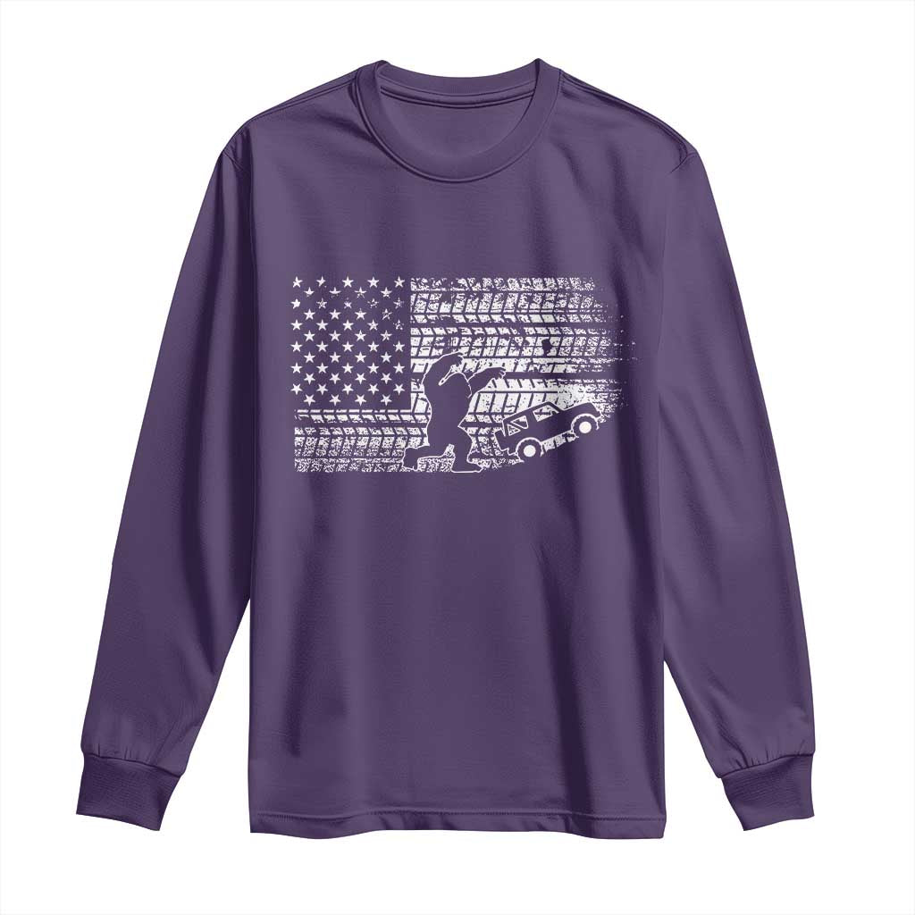 Bigfoot Offroad Car Long Sleeve Shirt Retro Sasquatch 4x4 UTV ATV Funny American Flag
