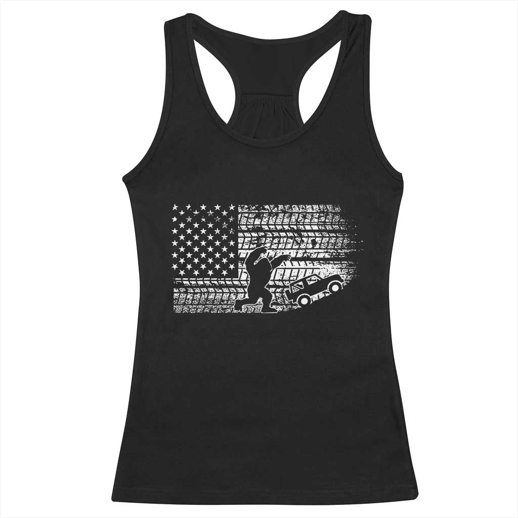 Bigfoot Offroad Car Racerback Tank Top Retro Sasquatch 4x4 UTV ATV Funny American Flag