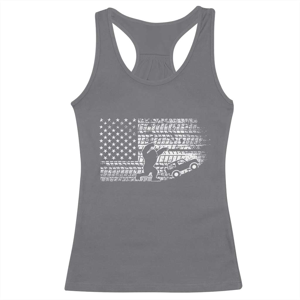 Bigfoot Offroad Car Racerback Tank Top Retro Sasquatch 4x4 UTV ATV Funny American Flag