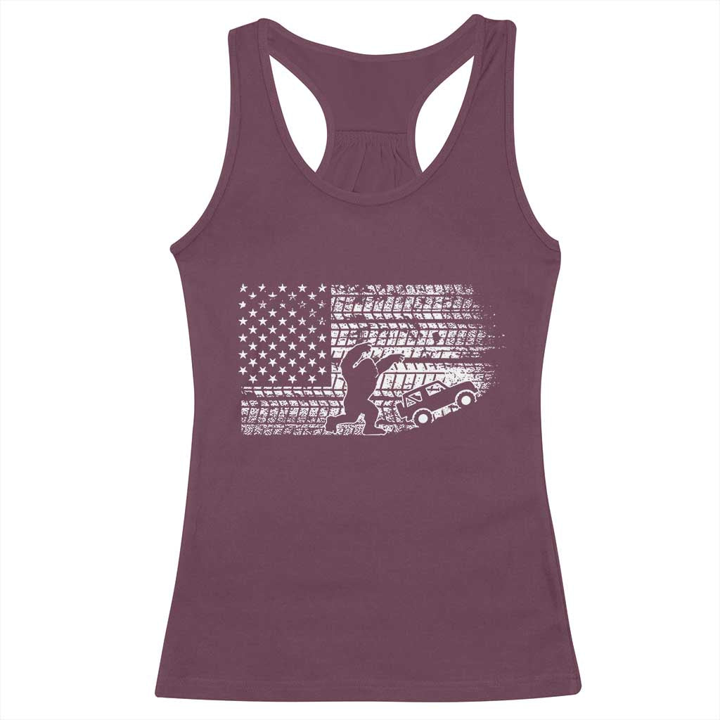 Bigfoot Offroad Car Racerback Tank Top Retro Sasquatch 4x4 UTV ATV Funny American Flag