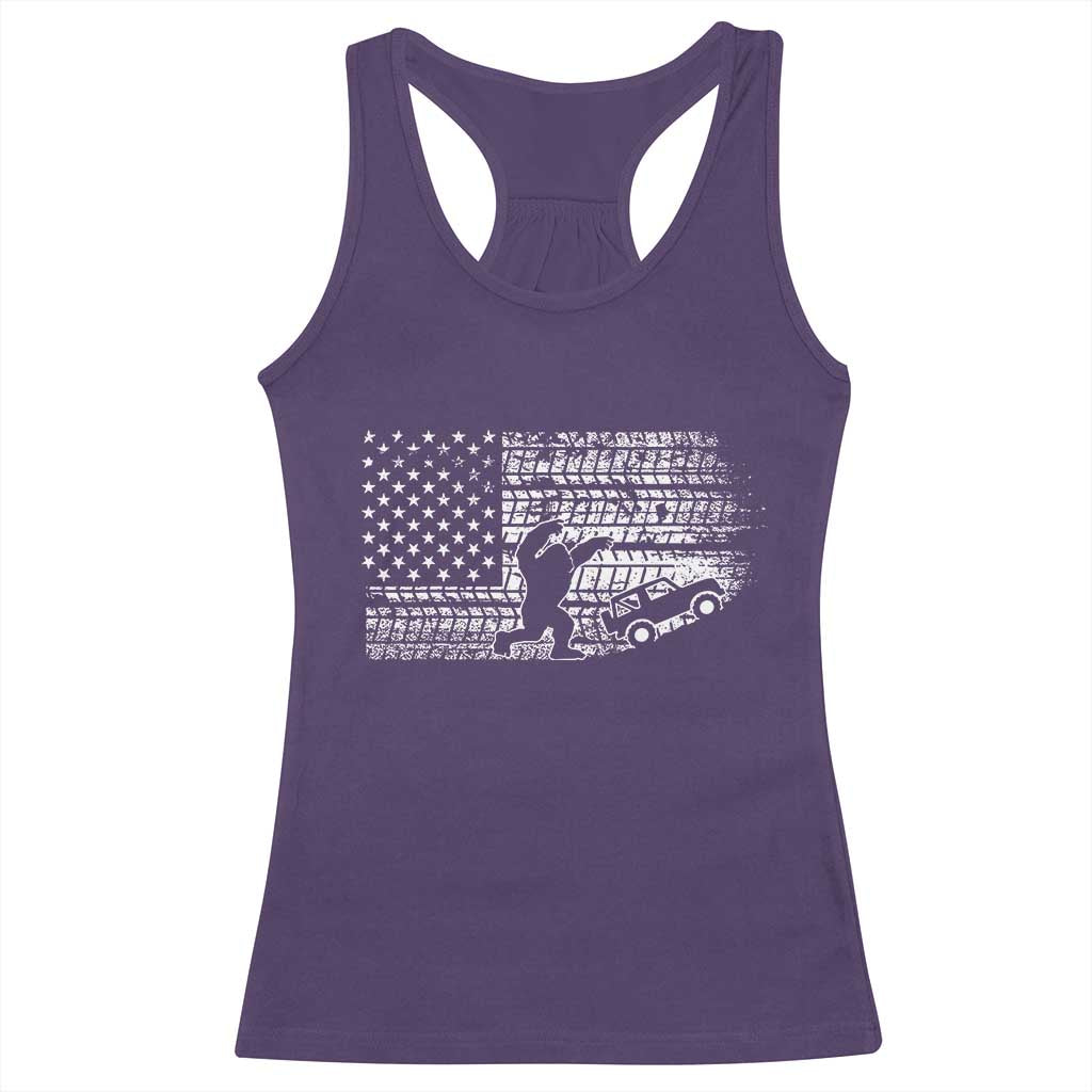 Bigfoot Offroad Car Racerback Tank Top Retro Sasquatch 4x4 UTV ATV Funny American Flag
