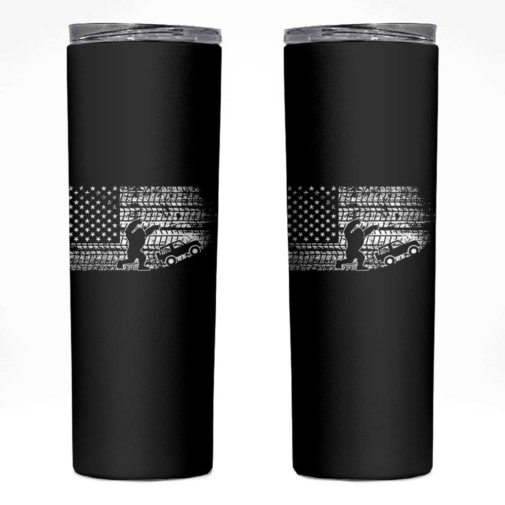 Bigfoot Offroad Car Skinny Tumbler Retro Sasquatch 4x4 UTV ATV Funny American Flag