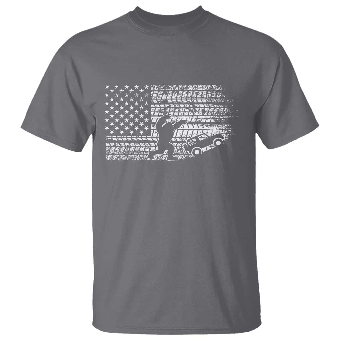 Bigfoot Offroad Car T Shirt Retro Sasquatch 4x4 UTV ATV Funny American Flag