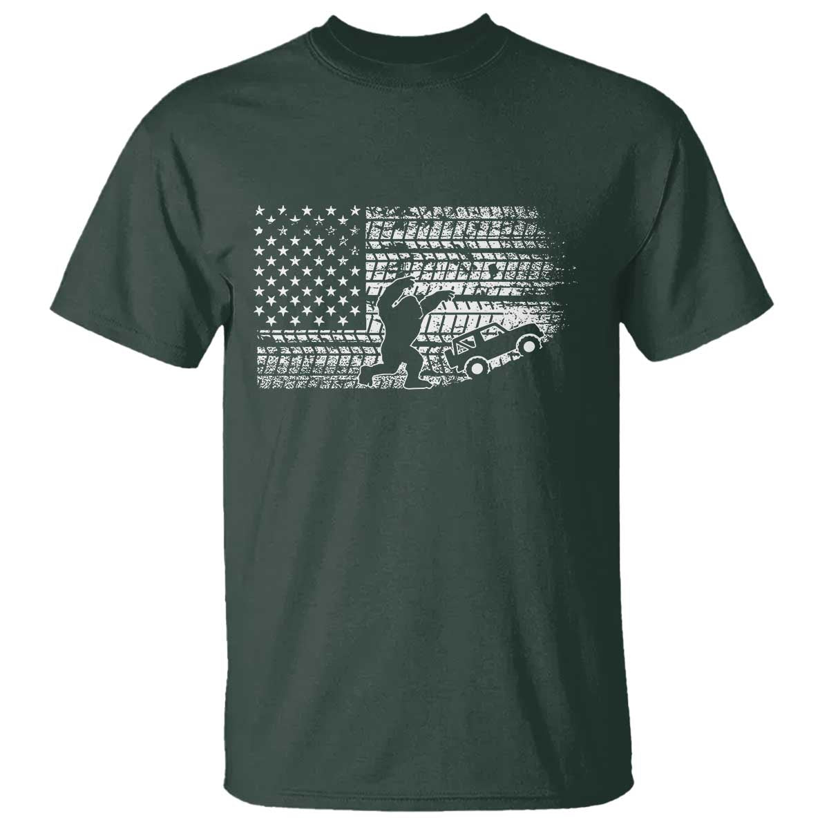 Bigfoot Offroad Car T Shirt Retro Sasquatch 4x4 UTV ATV Funny American Flag