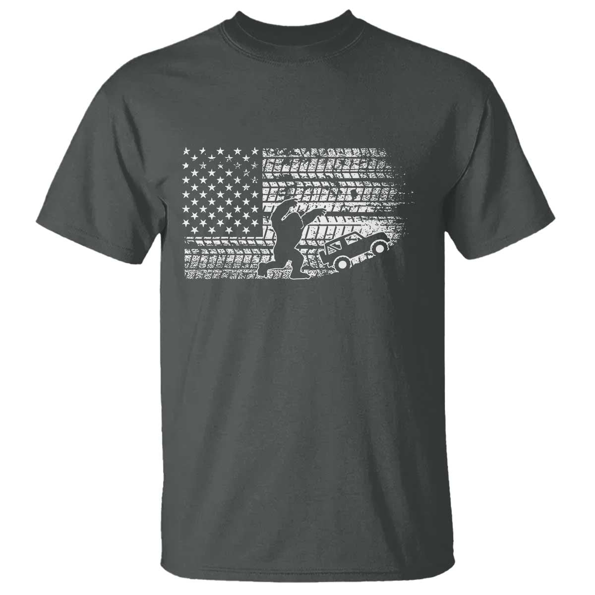 Bigfoot Offroad Car T Shirt Retro Sasquatch 4x4 UTV ATV Funny American Flag