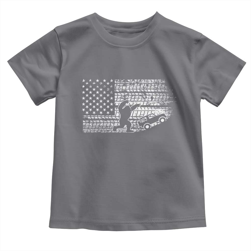 Bigfoot Offroad Car Toddler T Shirt Retro Sasquatch 4x4 UTV ATV Funny American Flag