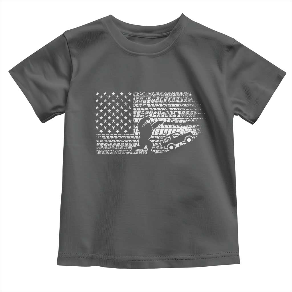 Bigfoot Offroad Car Toddler T Shirt Retro Sasquatch 4x4 UTV ATV Funny American Flag