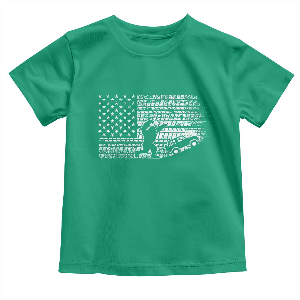 Bigfoot Offroad Car Toddler T Shirt Retro Sasquatch 4x4 UTV ATV Funny American Flag