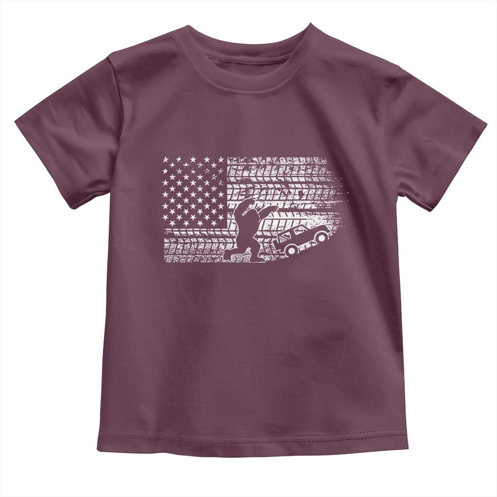 Bigfoot Offroad Car Toddler T Shirt Retro Sasquatch 4x4 UTV ATV Funny American Flag