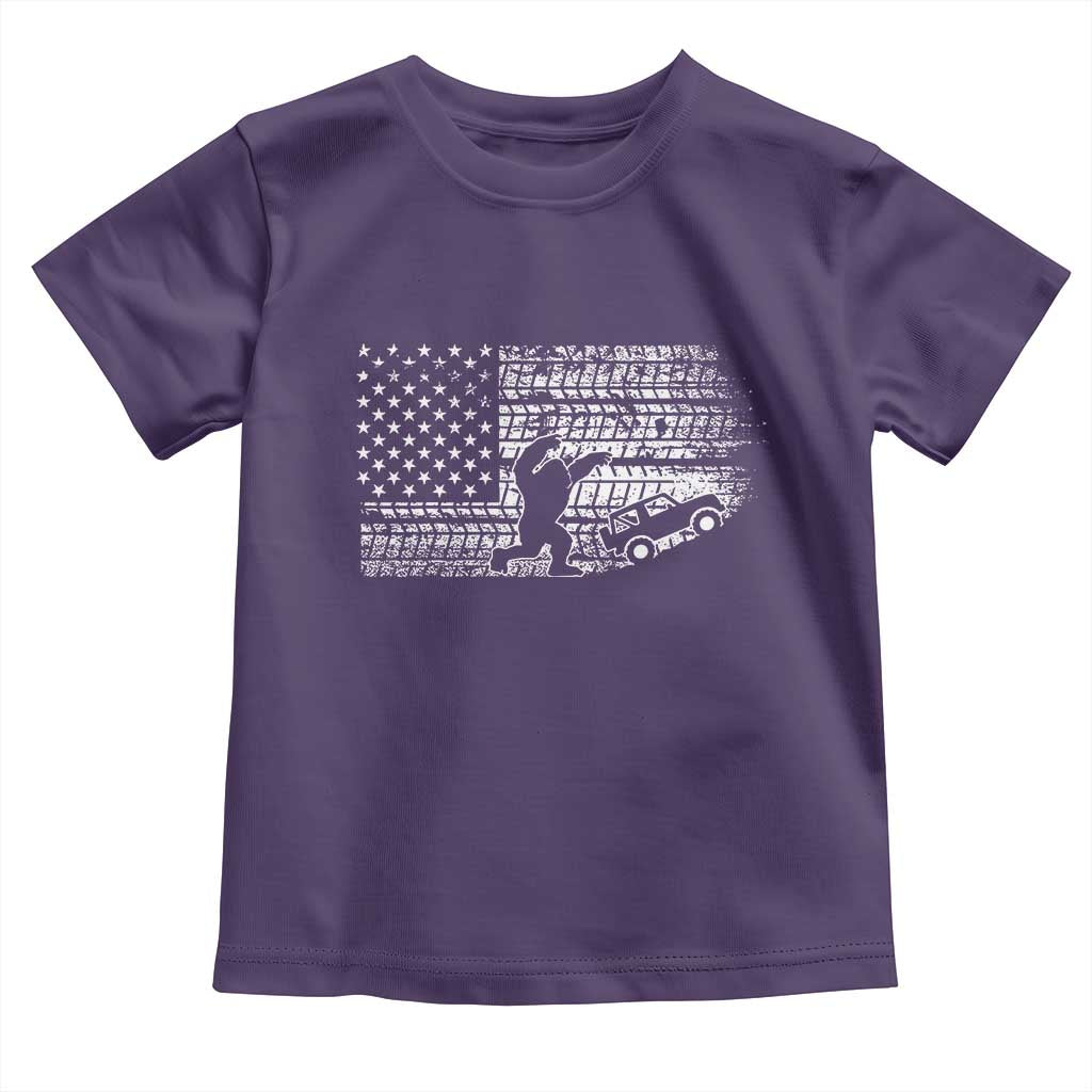 Bigfoot Offroad Car Toddler T Shirt Retro Sasquatch 4x4 UTV ATV Funny American Flag