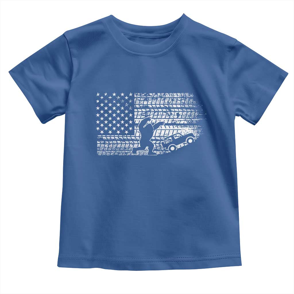 Bigfoot Offroad Car Toddler T Shirt Retro Sasquatch 4x4 UTV ATV Funny American Flag