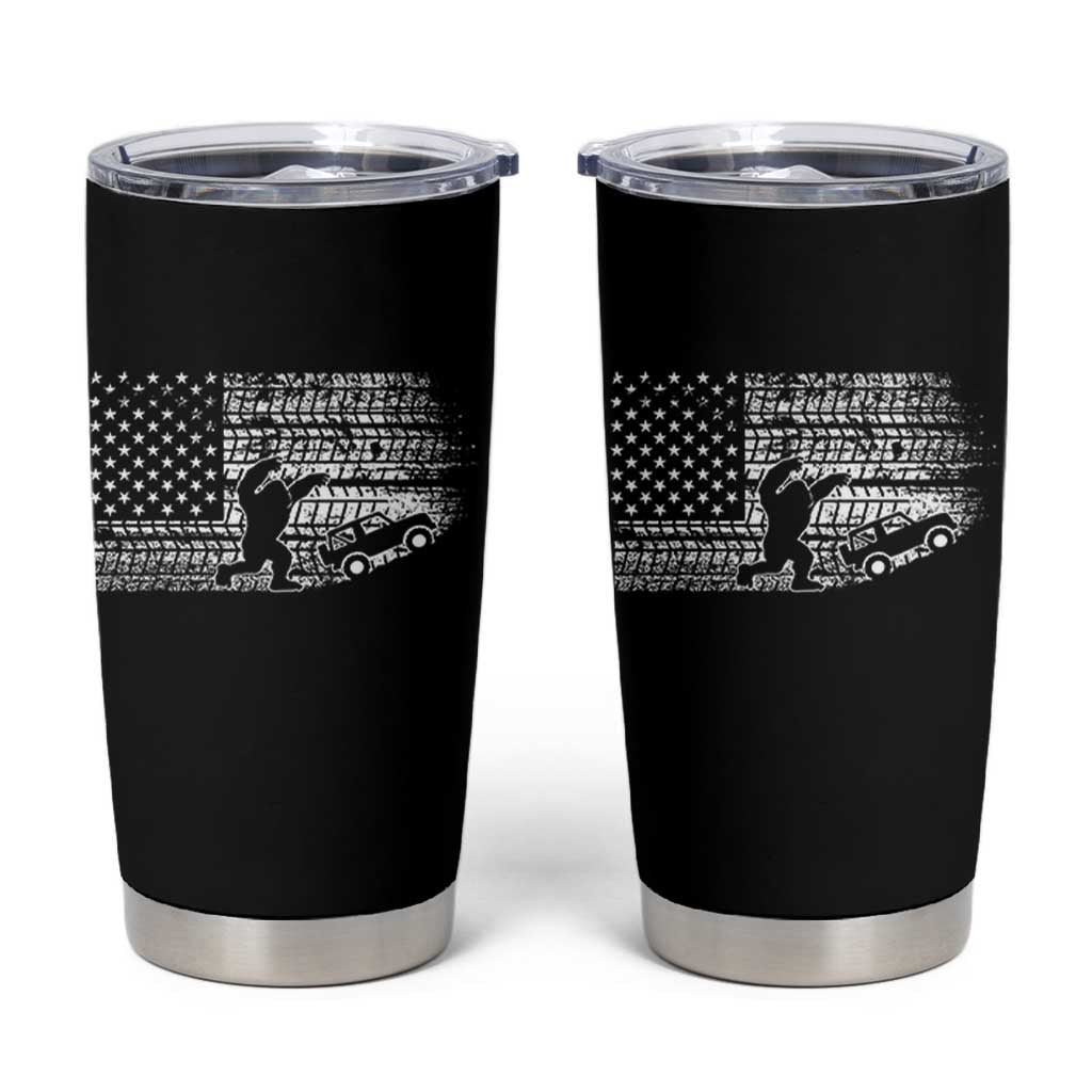 Bigfoot Offroad Car Tumbler Cup Retro Sasquatch 4x4 UTV ATV Funny American Flag