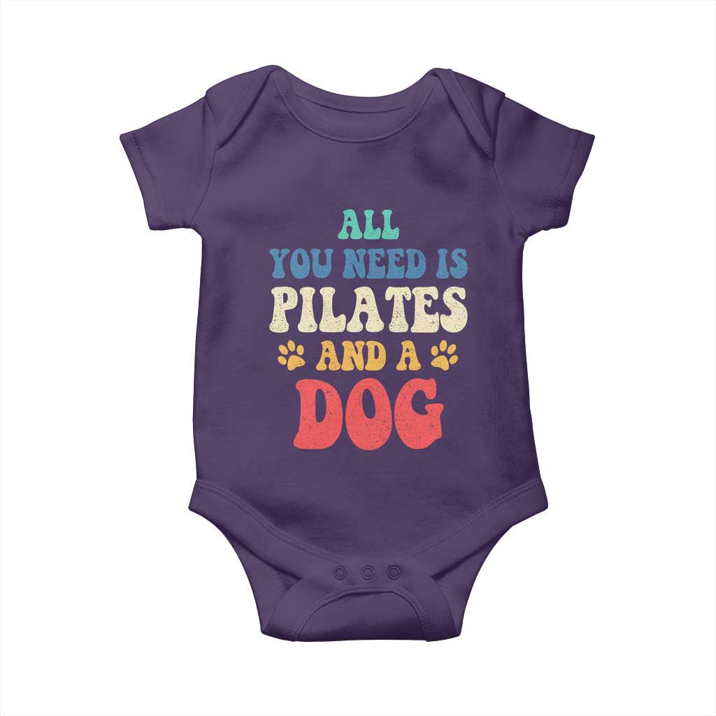 Funny Pilates Dog Lover Baby Onesie Retro All You Need Is Pilates And A Dog